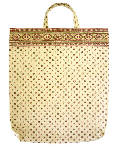 Provence fabric Green bag - Eco bag (St Remy . beige/bordeaux) - Click Image to Close